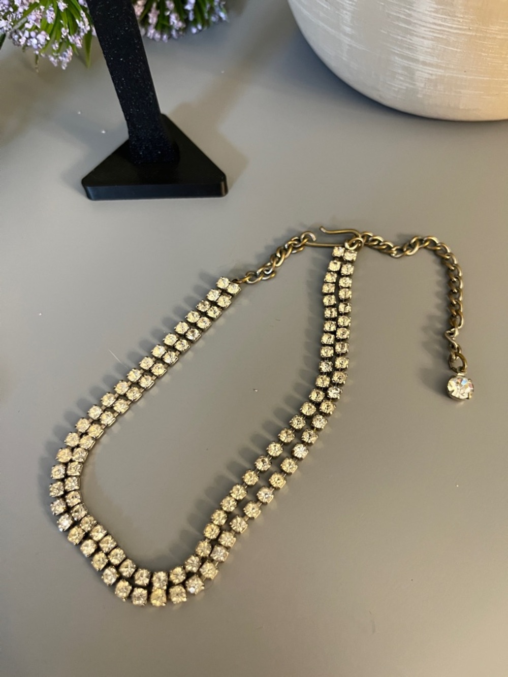 Trio Rhinestone Clip-On Earrings in Silver/Ankle Bracelet/Bow shape Ring Size 6 - Picture 4 of 7